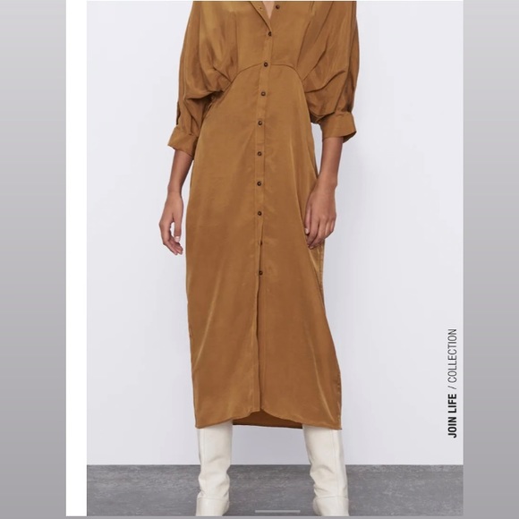 Zara Pleated Maxi Shirt Dress - Picture 12 of 12